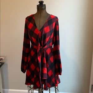 Express Red and black plaid dress
